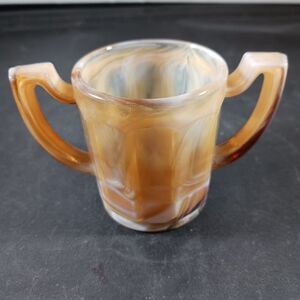 Imperial Glass Colonial Carmel Slag Colonial 2-Handled Toothpick Holder